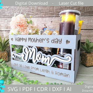 Mom Crate Box svg, Muttertag Hamper Box svg, Digital Download, Glowforge bereit svg, Laser Cut Datei, kommerzielle Nutzung