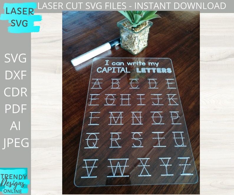 Alphabet Tracing Board svg I can write my Letters svg ABC Etsy
