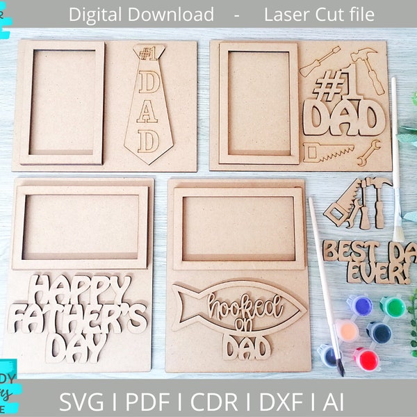 Vaderdag Frame DIY Paint Kit svg, Papa kinderen knutselen svg, Digitale Download, Glowforge Ready svg, Laser Cut bestand, Commercieel gebruik