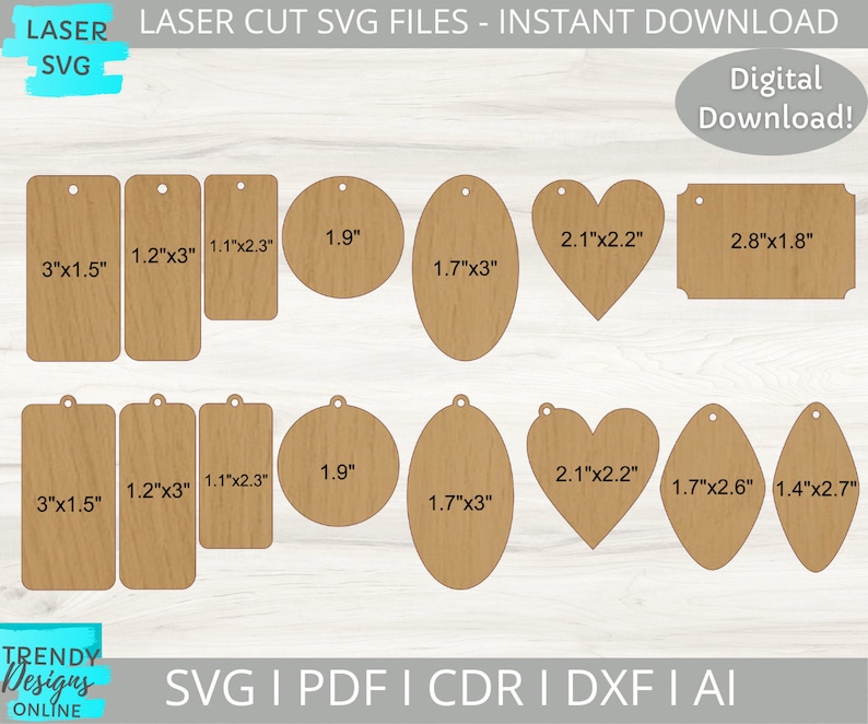 Download Keyrings Template svg laser cut file Keychains blanks svg ...