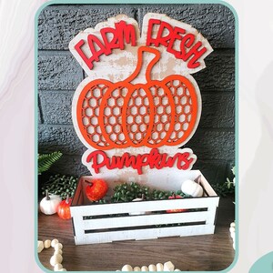 Boerderij verse pompoenen planter svg-bestand, herfst display krat svg, digitale download, Glowforge Ready svg, lasergesneden bestand, commercieel gebruik