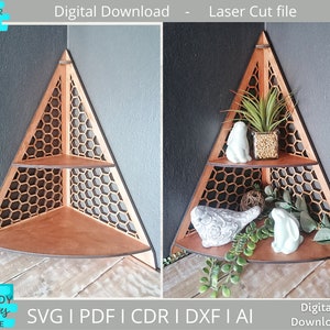 Corner Display Shelf svg, Chicken wire Tiered Tray Stand svg, Glowforge Ready svg, Laser Cut Digital Download, Usage commercial