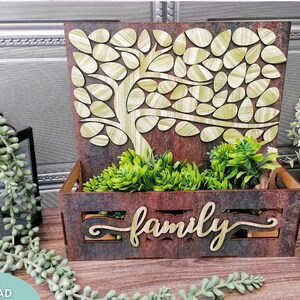 Family Tree Planter krat svg bestand, Family krat box svg, Digitale Download, Glowforge Ready svg, Laser Cut bestand, Commercieel Gebruik