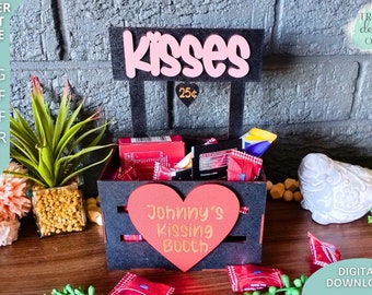 Kisses Valentines day Crate svg, Chocolate favor box svg, Treats box svg, Digital Download, Glowforge Ready Laser Cut file, Commercial Use