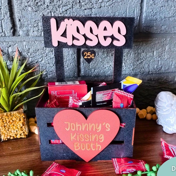 Kisses Valentines day Crate svg, Chocolate favor box svg, Treats box svg, Digital Download, Glowforge Ready Laser Cut file, Commercial Use