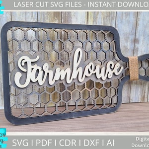 Farmhouse Cutting Board décor Svg, Farm Style Faux Cutting Board svg, Glowforge Ready svg, Laser Cut Digital Download, Utilisation commerciale