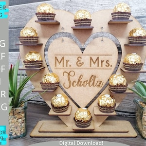 Süßigkeiten Stand Svg, Herz Schokolade Display Stand Svg, Mini Cupcake Stand Svg, Glowforge ready Svg, Laser cut Digital Download, kommerzielle Nutzung