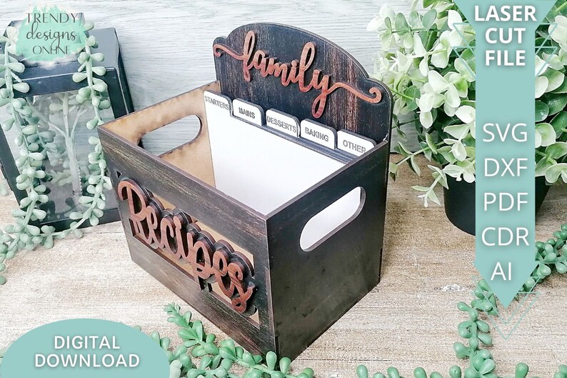 Family Recipes Box Svg File Recipe Box With Dividers Svg Etsy