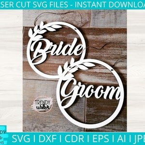Braut und Bräutigam svg, Hochzeitsstuhl Schild svg, Glowforge svg, Laser Cutter dxf Cut Datei, Digitaler Download, kommerzielle Nutzung