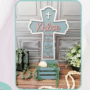 Getauft in Christus Taufe Kreuz Planter Crate, Glowforge Bereit Laser geschnitten svg, Digital Download, Laser Cut Datei, kommerzielle Nutzung