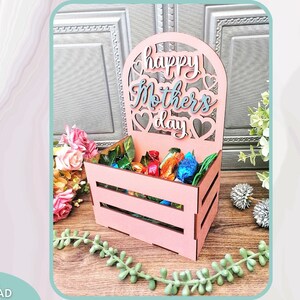 Happy Mothers day krat svg, Mom behandelt doos svg, Glowforge Ready svg, laser cut bestand, Digitale Download, Commercieel Gebruik