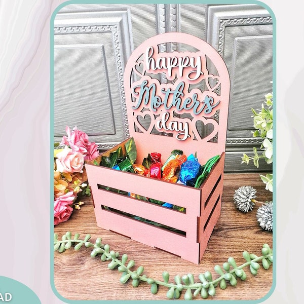Happy Mothers day crate svg, Mom treats box svg, Glowforge Ready svg, laser cut file, Digital Download, Commercial Use