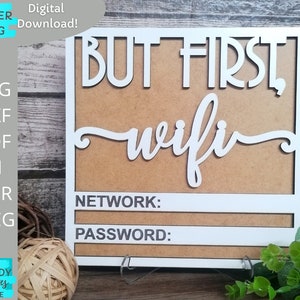Mais premier Wifi Sign vg, Wifi Password Sign Svg, Guest room sign svg, Glowforge Ready svg, Laser Cut Digital Download, Commercial Use