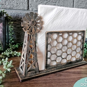 Windmühle Serviettenhalter SVG Datei, kleine 3D Windmühle svg, Glowforge ready, Laser cut Datei, Digital Download, Kommerzielle Nutzung