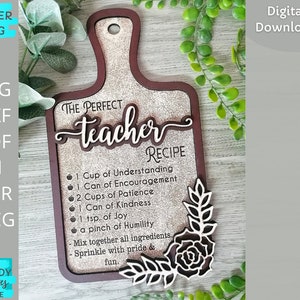 The Perfect Teacher Recipe SVG Datei, Schneidebrett svg, Glowforge ready, Laser cut Datei, Digital Download, Kommerzielle Nutzung
