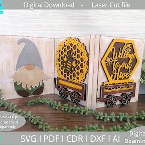 Inserts voor Trio Verwisselbare Stand- Welkom bij onze Hive svg, Digitale Download, Laser gesneden bestand, Glowforge Ready svg, Commercieel gebruik