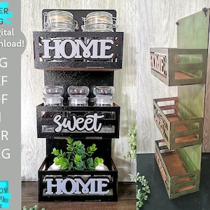 Home sweet Home shelf svg bestand, Plantenbak svg, Spice Rack svg, Glowforge Ready svg, Laser Cut Digital Download, Commercieel Gebruik