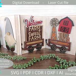 Inserts pour Trio Interchangeable Stand- moulin à vent svg, Téléchargement numérique, Fichier découpé au laser, Glowforge Ready svg, Utilisation commerciale