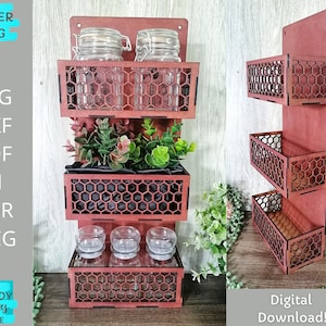 Kippengaas plank svg bestand, Plantenbak svg, Spice Rack svg, Glowforge Ready svg, Laser Gesneden Digitale Download, Commercieel Gebruik