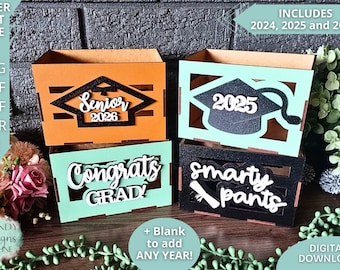 Graduation Crates Box Bundle svg, Congrats Grad box svg, Senior box svg, Digital Download, Glowforge Ready Laser Cut file, Commercial Use