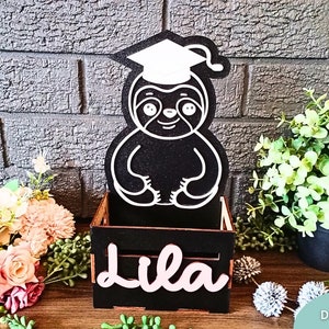 Caja de graduación de perezosos svg, Caja de graduación personalizada svg, Descarga digital de caja de perezosos lindos, Archivo de corte láser listo para Glowforge, Uso comercial