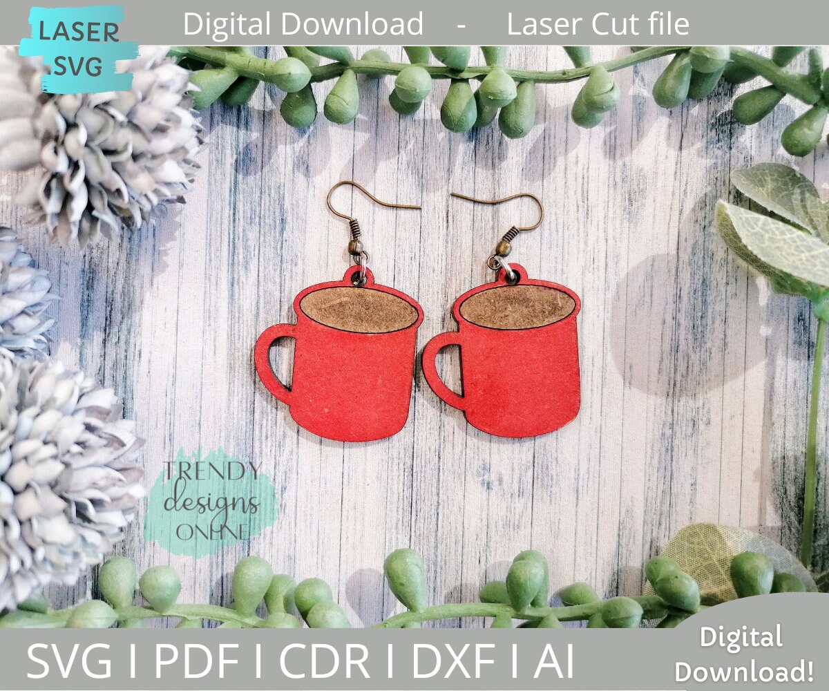 Coffee Mug Earrings Svg Coffee Bean Earrings Bundle Svg Etsy