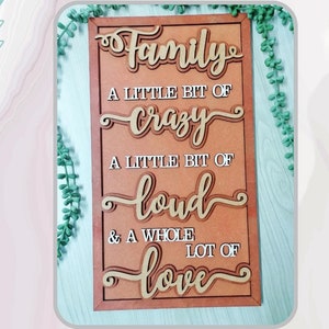 Family a little bit of Crazy Loud Fun Svg Datei, Glowforge Ready svg, Laser Cut Digital Download, Kommerzielle Nutzung