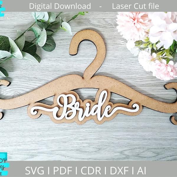 Bride hanger svg, Wedding hanger svg, Glowforge Ready svg, Laser Cut file, Digital Download, Commercial Use
