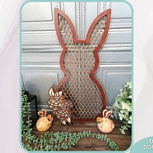 Fichier SVG lapin floral en fil de fer de Pâques, kit de peinture bricolage Pâques svg, téléchargement numérique, svg Glowforge ready, fichier découpé au laser, usage commercial