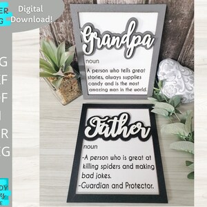Sinal de definição de pai svg, Sinal de definição de vovô svg, Download digital, Glowforge Ready svg, arquivo cortado a laser, uso comercial