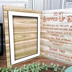 À mon fichier svg Stepped Up Dad Photo Frame, svg cadre photo fête des pères, téléchargement numérique, fichier Glowforge Ready Laser Cut, utilisation commerciale