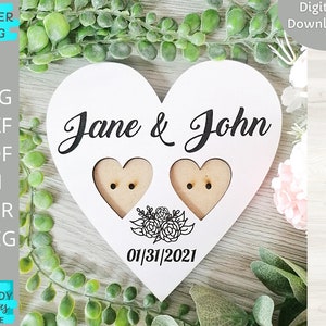 Heart Wedding rings holder svg file, Glowforge SVG, Wedding laser file, Ring bearer svg, Digital Download, Commercial Use