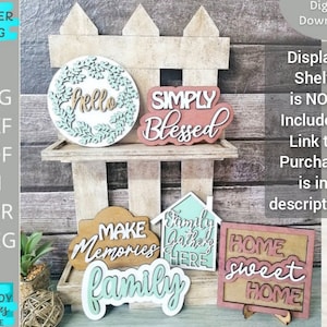 Plateau familial SVG, fichier de décoration de plateau à plusieurs niveaux à la maison, Glowforge Ready svg, Laser Cut Digital Download, Utilisation commerciale