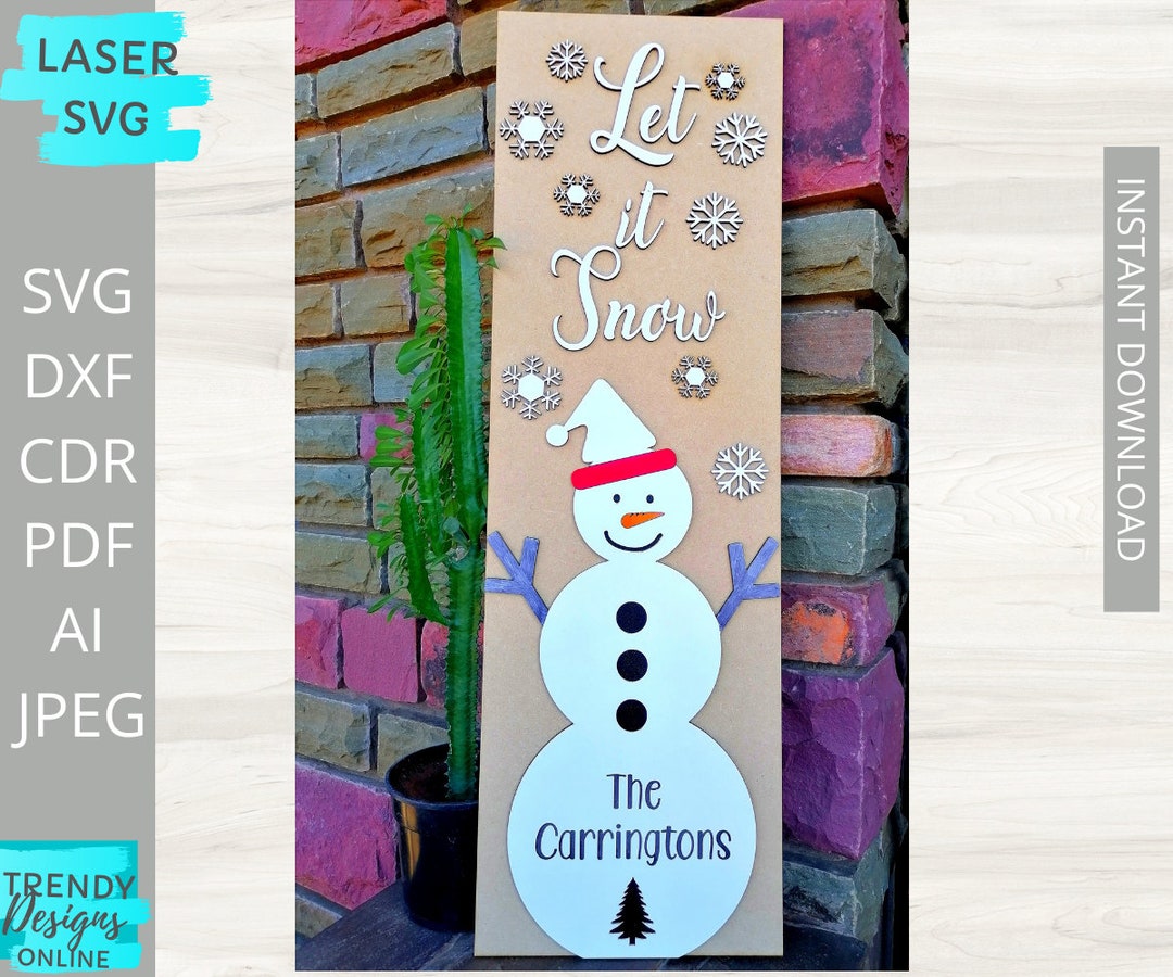 Christmas Porch Sign Svg, Snowman Sign Svg, Let It Snow Svg, Xmas Svg ...
