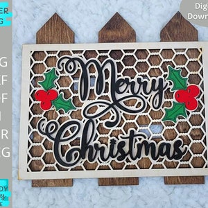 Joyeux Noël Chicken wire sign svg file, Rustic Christmas svg, Téléchargement numérique, Glowforge Ready svg, Laser Cut file, Utilisation commerciale