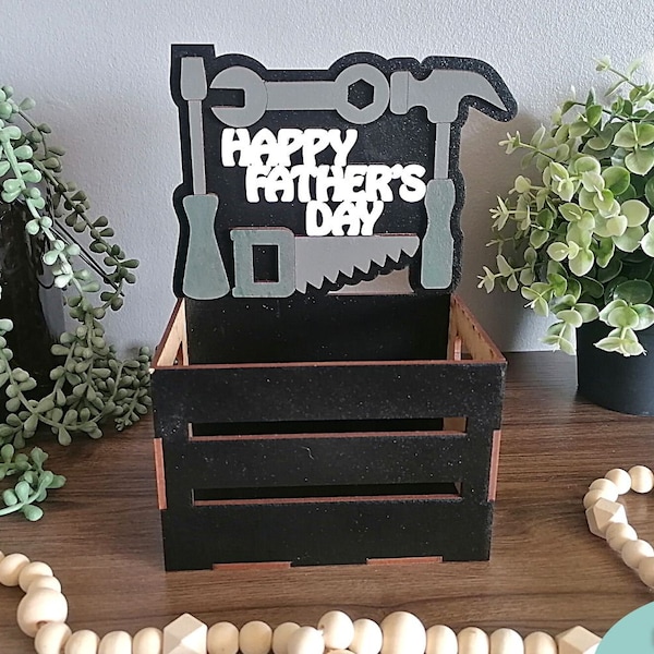 Happy Father's day mini crate svg file, Dad treats box svg, Digital Download, Glowforge Ready svg, Laser Cut file, Commercial Use