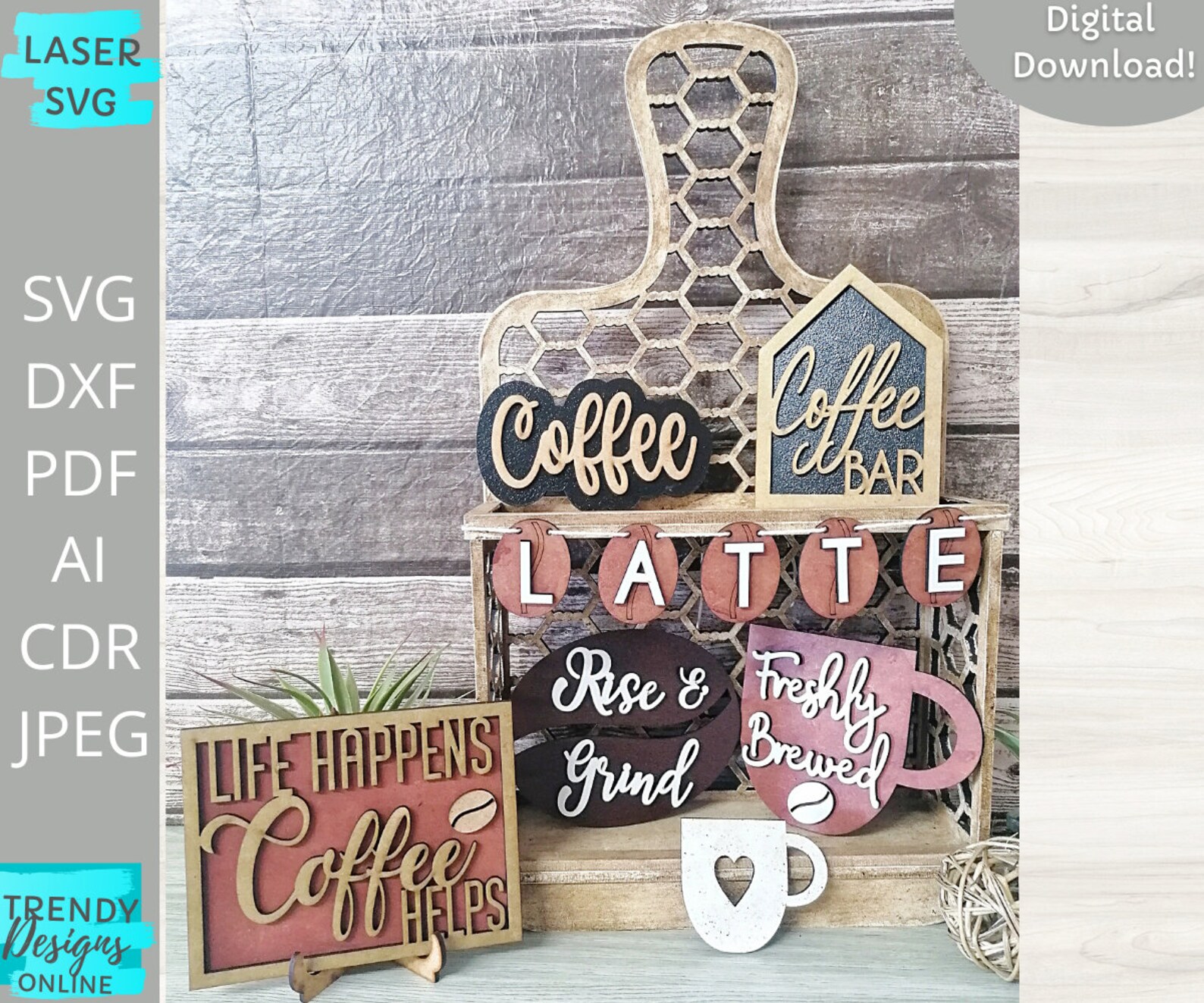 Coffee Tiered tray SVG Tiered tray decor file DIY Paint Kit Etsy