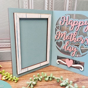 Happy Mother's Day fotolijstjes staan svg-bestand, klaar voor Glowforge, lasergesneden bestand, digitale download, commercieel gebruik