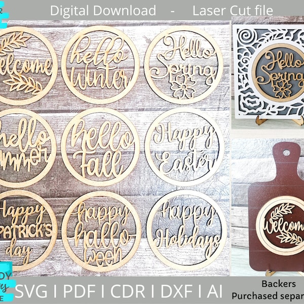 Interchangeable circles for backer svg, Seasonal Interchangeables svg, Digital Download, Laser cut file, Glowforge Ready svg, Commercial Use