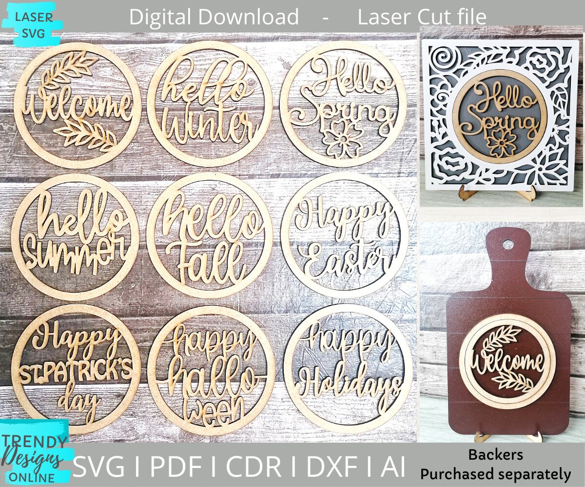 Austauschbare Kreise für Unterstützer Svg, saisonale Austauschbare Svg, digitaler Download, Laser geschnitten Datei, Glowforge Ready Svg, kommerzielle Nutzung