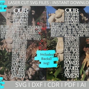 Unser Vater Kreuz Svg, Gebet Kreuz Svg, religiöse Svg, Glowforge Svg, Laser Cutter dxf geschnitten Datei, digitaler Download, kommerzielle Nutzung