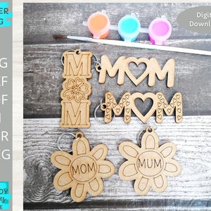 Mothers day Keychains Bundle svg, Mothers day DIY Paint kit svg, Digital Download, Glowforge Ready svg, Laser Cut file, Commercial Use