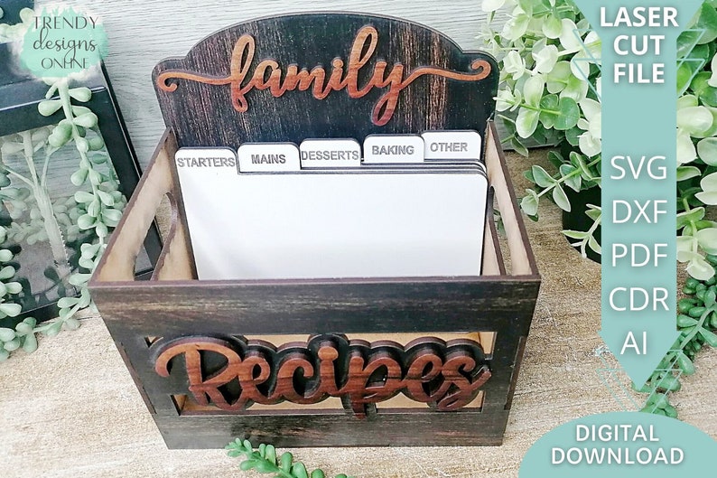 Family Recipes Box Svg File Recipe Box With Dividers Svg Etsy