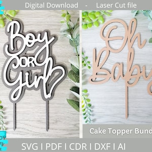 Junge oder Mädchen Kuchen Topper Svg, Oh Baby Kuchen Topper Svg, Baby-Dusche-Kuchen-Dekor-Svg, Glowforge SVG, digitaler Download, kommerzielle Nutzung