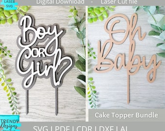 Boy or Girl Cake Topper svg, Oh Baby Cake topper svg, Baby shower Cake Decor svg, Glowforge SVG, Digital Download, Commercial Use