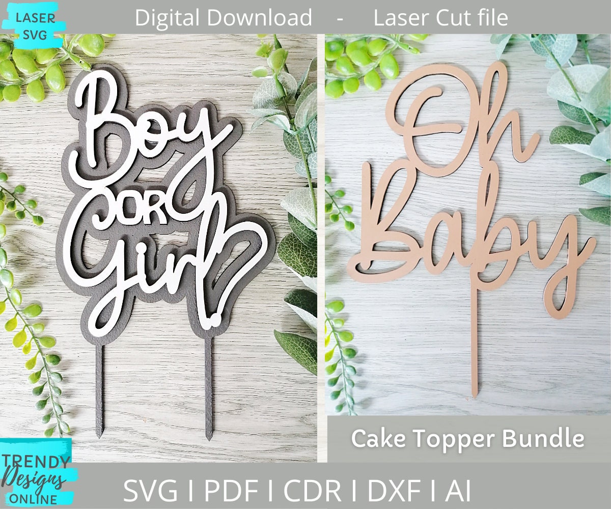 Boy or Girl Cake Topper Svg Oh Baby Cake Topper Svg Baby Etsy UK