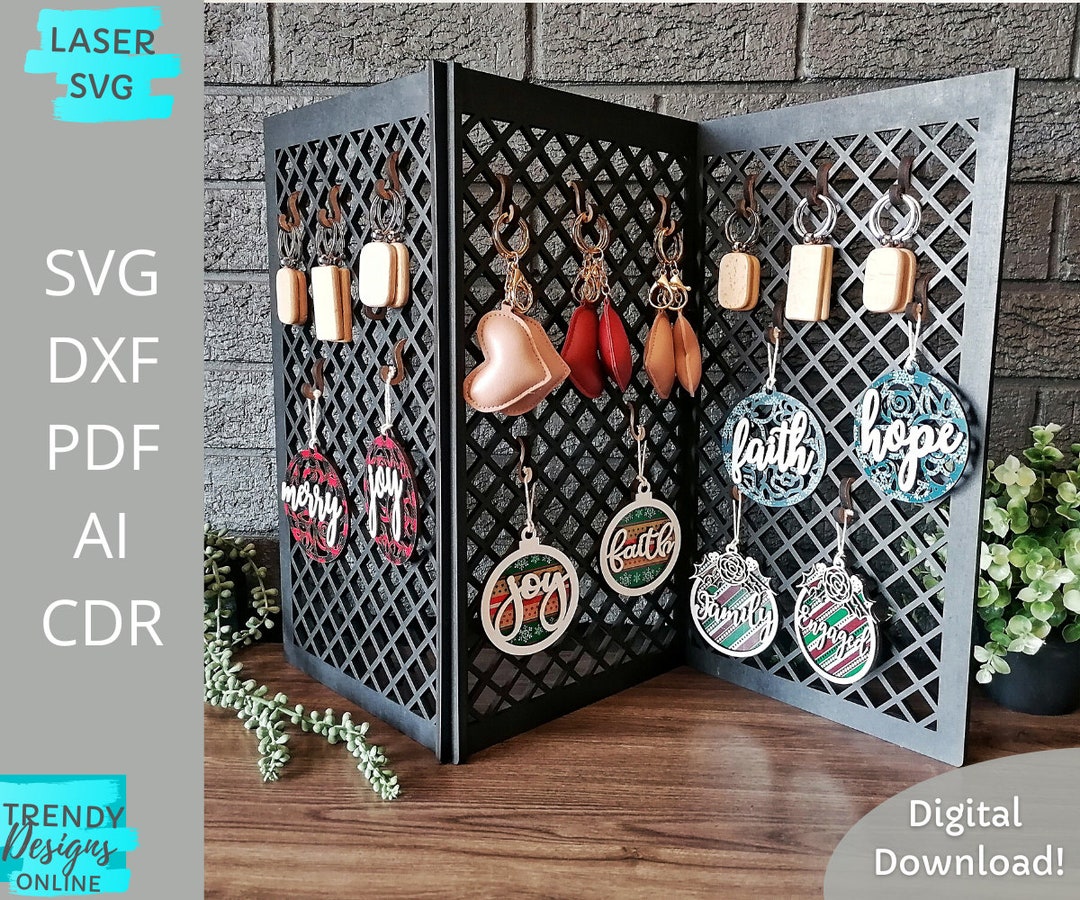 X Display Trio Stand Svg File, Keychains and Ornaments Market Display