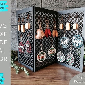 X Display trio stand Svg fichier, Porte-clés et ornements Market display svg, Glowforge Ready svg, Laser Cut Digital Download, Utilisation commerciale