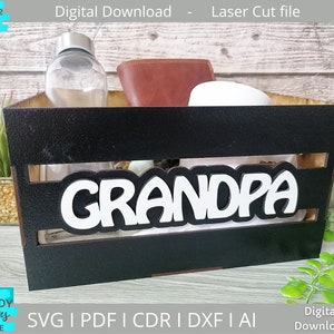 Caja de abuelo SVG, caja de cesta SVG, descarga digital, SVG listo para Glowforge, archivo cortado con láser, uso comercial