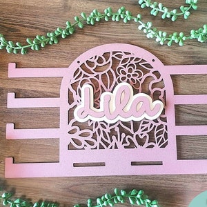 File svg di appendino con fiocco floreale, file svg di appendino con fiocco in macramè, porta scrunchie, pronto per Glowforge, file tagliato al laser, download digitale, uso commerciale